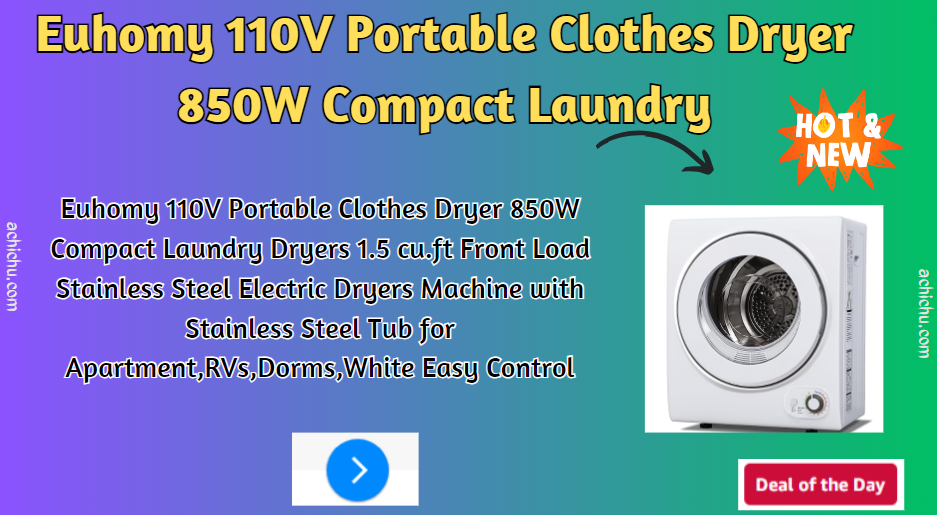Euhomy 110V Portable Clothes Dryer 850W Compact Laundry Dryers 1.5 cu ...