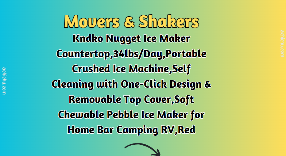 Kndko Nugget Ice Maker Countertop,34lbs/Day,Portable Crushed Ice Machine,Self Cleaning with One-Click Design & Removable Top Cover,Soft Chewable Pebble Ice Maker for Home Bar Camping RV,Red
